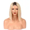 Brasilianska Ombre Human Hair Lace Front Paryker med Baby Hair Straight 613 # Blondin Pre-Plucked Natural Hairline Lace Front Pärlor för svarta kvinnor