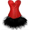 S-XXL 여성 Steampunk Corsets 드레스 빈티지 Bustier Top Gothic Overbust 코르셋 드레스 허리 코르셋 섹시한 레이스와 스커트