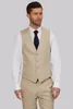 Classy Khaki Mens Suits Slim Fit Groomsmen Wedding Tuxedos Three Pieces Two Buttons Designer Blazers Formal Dress Suit (Jacket+Pants+Vest)