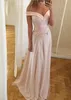 Charming Pink Long Pron Dresses Appliques Chiffon Off Shoulder Custom Made Red Carpet Dress Evening Party Gowns