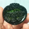 Collana con ciondolo in giadeite verde nero naturale cinese, collezione di ciondoli con statua di giada, ornamenti estivi in pietra naturale