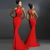 2018 Nowy Luksusowy Biały Prom Dresses Czerwony Czarny Mermaid V Neck Sexy Afryki Prom Suknia Bez Backless Specjalne okazje Suknie Wieczór Nosić Długa Spódnica