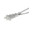 Promotion + Guldpläterad CED Out Bling Mäns Plug Pendant Halsband Pläterad Charm Micro Pave Full Rhinestone Kubansk kedja Hip Hop Smycken