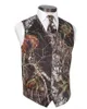 2019 Modest Camo Wedding Vests Groom Vest Tree Trunk Leaves Spring Camouflage Slim Fit Men's Vests 2 piece set (Vest+Tie) White Pink