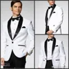 Excellent Style Groom Tuxedos Un Bouton Blanc Châle Revers Garçons D'honneur Meilleur Costume Homme Costumes De Mariage Pour Hommes (Veste + Pantalon + Cravate) NO: 1088