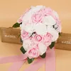 Barato Rosa Espuma Boda Ramos de novia Flores hechas a mano Rosa artificial Suministros de boda Novia con flores Broche Ramo CPA1575