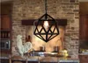 Restoration Pendant Lamps Hardware Vintage Loft Lights Diamond Steel Polyhedron Lamp Bar Living room E27 Bulb