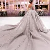 Luxury Long Sleeve Lace Wedding Dresses Beaded Ball Gowns Bridal Dress Cathedral Train Off Shoulder Wedding Dress