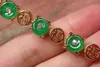 Vergoldeter CHINESISCHER grüner JADE *Fu* Kreis-Donut-Armreif 297547