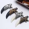 Hommes Antique argent Tribal Stark loup croc dent pendentif collier Vintage loup dent Dragon alliage pendentif collier 216s