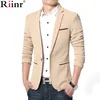 Hurtownie-RIINR New Arrival Luksusowe Mężczyźni Blazer Nowa Wiosna Moda Marka Wysokiej Jakości Cotton Slim Fit Men Suit Terno Masculino Blazers Mężczyźni