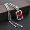 7 cores New Mens Bling CZ Crystal Ruby Pingente Colar Com Ouro Banhado Gelado Rock Hip Hop Jóias Para O Presente