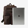 Men039s Vintage pleine fleur en cuir véritable sac à dos en plein air voyage Weekender sac pour ordinateur portable d'affaires école Crazy Horse sac à dos Ba4506767