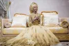 African Traditional Wedding Dresses with Long Sleeve 2018 Modest Luxury Gold Lace 3D Floral Beaded Mermaid Jewel Bridal Wedding Gown