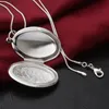 Vintage Photo Locket Necklace 925 Silver Plated Jewelry Pendant Necklace Women Gift Free Shipping