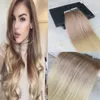 # 613 20Pcs 50G için Renkli Uzantıları Tam Kafa İki Ton Ombre Saç Uzantıları Dip Boya Saç Rengi # 18 Koyu Kül Blonde Tutkal