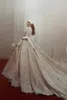 Gorgeous Dubai Królewskie Suknie Ślubne Arabskie Wysokiej Neck Długie Rękawy Pełna Koronkowa Aplikacje Suknia Ślubna Luksusowa Balowa Suknia Princess Wedding Dress