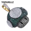 TOPGRILLZ Hip Hop Shiny Colorful Mushroom Pendant Necklace Charm For Men Women Gold Silver Color Cubic Zircon Jewelry Rope Chain5184827