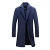 Long Oversized Mens Trench Coat 2017 Winter Single Breasted Causal Jacket Plus Size Slå ner Collar Male Overcoat 3XL 4XL 5XL