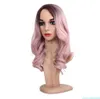 Ombre longue perruque rose vague bouclés cosplay perruques femmes cheveux synthétiques résistant à la chaleur