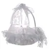 Blanc élégant dentelle fleur fille panier belle ronde Satin soie faveurs mariage accessoire fête décoration H5618