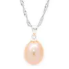 fashion design natural freshwater pearl pendant 13-14mm natural pink pearl pendant (without chains)