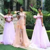 Querida Champagne Tulle Longo Da Dama De Honra Vestidos Apliques Ilusão Inferior Até O Chão Inchado Elegante Da Dama De Honra Vestidos Convidado Do Casamento Vestido