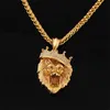 Glow in the Dark Crown Lion Tiger wisior naszyjniki Złoty kolor kamienny naszyjniki dla kobiet mężczyźni biżuteria 5852951
