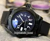 Nowy 45 mm data Seawolf A1733010 Black Dial Automatyczne PVD Czarna stalowa obudowa guma Wysokiej jakości sportowe gententy zegarki Hello Watch219c