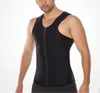 Mens 지퍼 네오프렌 셰이퍼 슬리밍 조끼 탱크 탑 Shapewear 배가 통제 바디 셰이퍼 트레이너 거들 벨트 트리머 압축