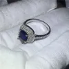 Women Fashion Cushion Cut 3CT Blue 5A Zircon Crystal 925 Sterling Silver Engagement Wedding Band Ring for Women Bijoux306s