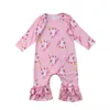 2018 new kids clothing manga longa rosa floral unicórnio romper sweet baby girls macacão infantil criança menina spring fall one-pieces outfits