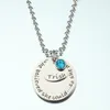 Silver Round Birthstone Pendant Inspirational Jewelry Necklace for Women Girls Gift - She Believed She Could So She Did