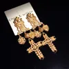 Cocowillow Barock-Kronen-Kreuz-baumelnde Ohrringe, inspirierte Vintage-Münz-Kreuz-Ohrringe für Frauen, Statement-Ohrring