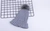 New Autumn Winter Big Girl Knitted Hat Wool Ball Solid Color Caps Women Mother Hats Beanies Hat