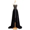 Perlen Schatz Chiffon Ballkleider 2019 Neues High Low Partykleid Schwarze Ballkleider mit Schnürung