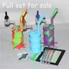 Mini Bongs Percolator Hookah Silicone Dab Rigs Nano Rig Water Bong Pipes Bubbler Camo Detachable Unbreakable Glass Filter Bowl