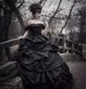 Gothic Black Wedding Dresses Ball Gown Off Ombro Ruffles Drapeado Em Camadas Saia De Luxo Do Vintage 2019 Vestidos De Noiva Personalizado Plus Size