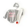 Nuovi vestiti per bambina Inverno caldo maniche lunghe Modello lettera Top neonato con fascia Costume bambino Ropa Bebe