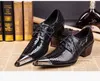 Vintage Shine Black Mens Designer Skor Äkta läder 5 cm Chunky Heels Män Bröllop Sko Pekade Toe Mens Casual Loafers