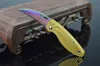 Small Folding Knife Damascus Steel Colorful Titanium Coated Blade CNC Steels Handle EDC Pocket Knives