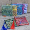 Lyx havsvatten tofs zip väskor liten mynt handväska kinesiska silke gärningar väskor brocade smycken påse jul bröllop presentpåse 10st / lot