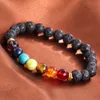 1 pcs Fashion Style 7 Chakra Healing Beaded Bracelets Natural Lava Stone Diffuser Bracelet Jewelry