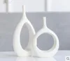 Vase à fleurs créatif moderne en céramique blanc, vases de décoration pour la maison, pour mariage, figurines en porcelaine, décoration de meuble TV 2364