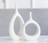 Vaso de flores criativo moderno e branco de cerâmica, decoração para casa, vasos para decoração de casamento, estatuetas de porcelana, decoração de armário de tv3060