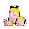 Conception personnalisée Sacs à dos Flamingo Sac à crayons Sacs à lunch 3 PCS Set pour les étudiants Animal Impression 3D Cartable Cartable Pour Garçons Filles Sac A Dos