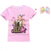 Verão Jojo Siwa Meninas Do Bebê T-shirt Bonito Impresso Shorts Manga Crianças Bobo Choses Tee Shirt Com Arcos de Cabelo Crianças Esporte Roupas Tops C3916