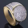 18K guld cirkel cz bling bling ring micro bana cubic zirconia simulerade diamanter hip hop storlek # 7-size # 11 ringar