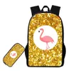 2 PCS Set Backpack Pencil Bag For Elementary Students Custom Flamingo School Bags Pen Box For Children Casual Daily Daypack Boy Girl Bagpack