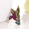 Nieuwe mannen Dames Vintage Brons Kleurrijke Rhinestone Legering Vogel Broche Mode Woodpecker Pin Suit Jas Sjaal Ornament Populaire Sieraden